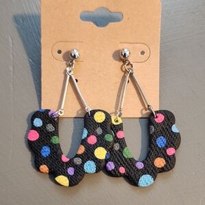 Black Polkadot Clay Post Earrings